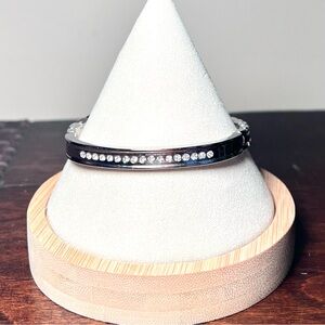 Silver Toned Watch Bracelet with Clear Rhinestones